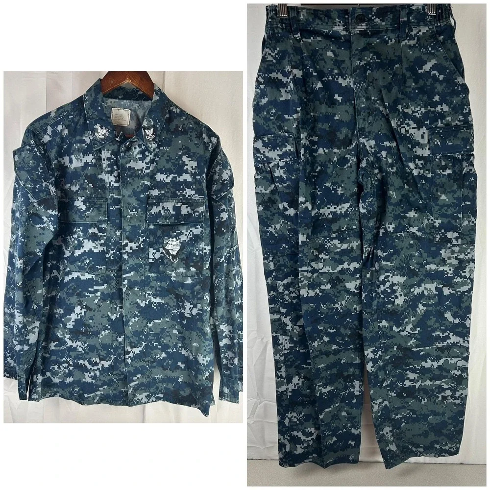 US Navy NWU Type I Uniform Set Mens ST Blue Digital Camo Shirt Cargo Pants